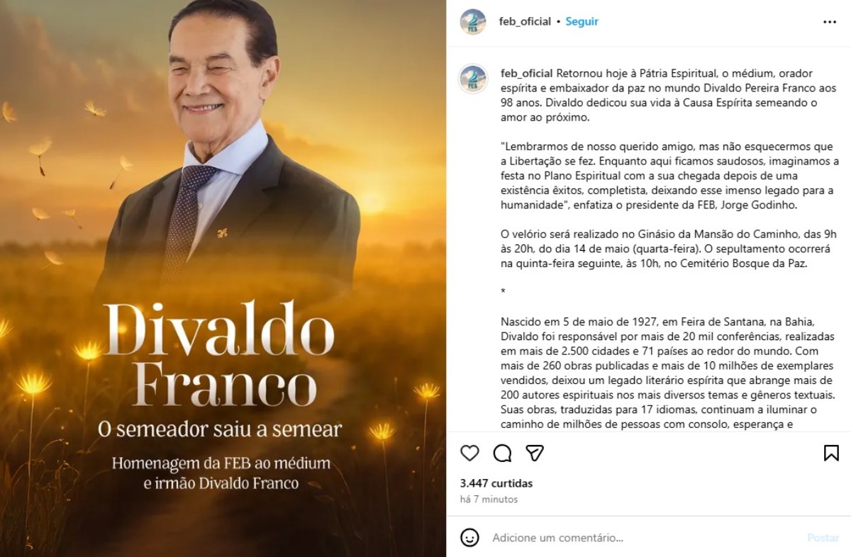 Divaldo Franco: veja repercussão da morte de líder espírita | Bahia